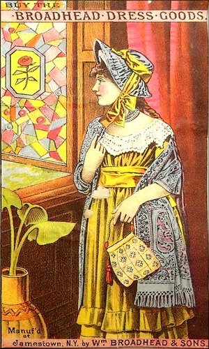 Broadhead Dress Trade Card, Stained glass shutters