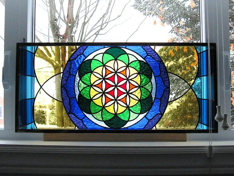 «Flower of Life» stained glass panel